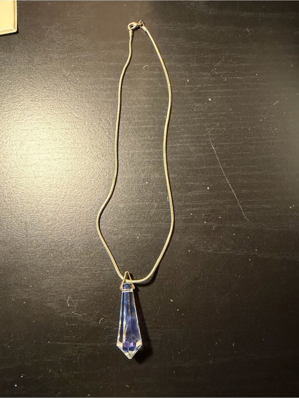 Silver Necklace with Clear Crystal Pendant - Women Jewelry
